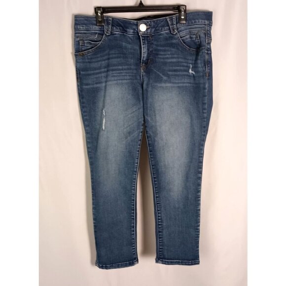 Democracy Ab Solution Crop Jeans Distressed High Rise Slim Leg Blue 16W Women - Picture 1 of 6